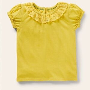 Mini Boden Golden Yellow Lace Collar Tee Shirt